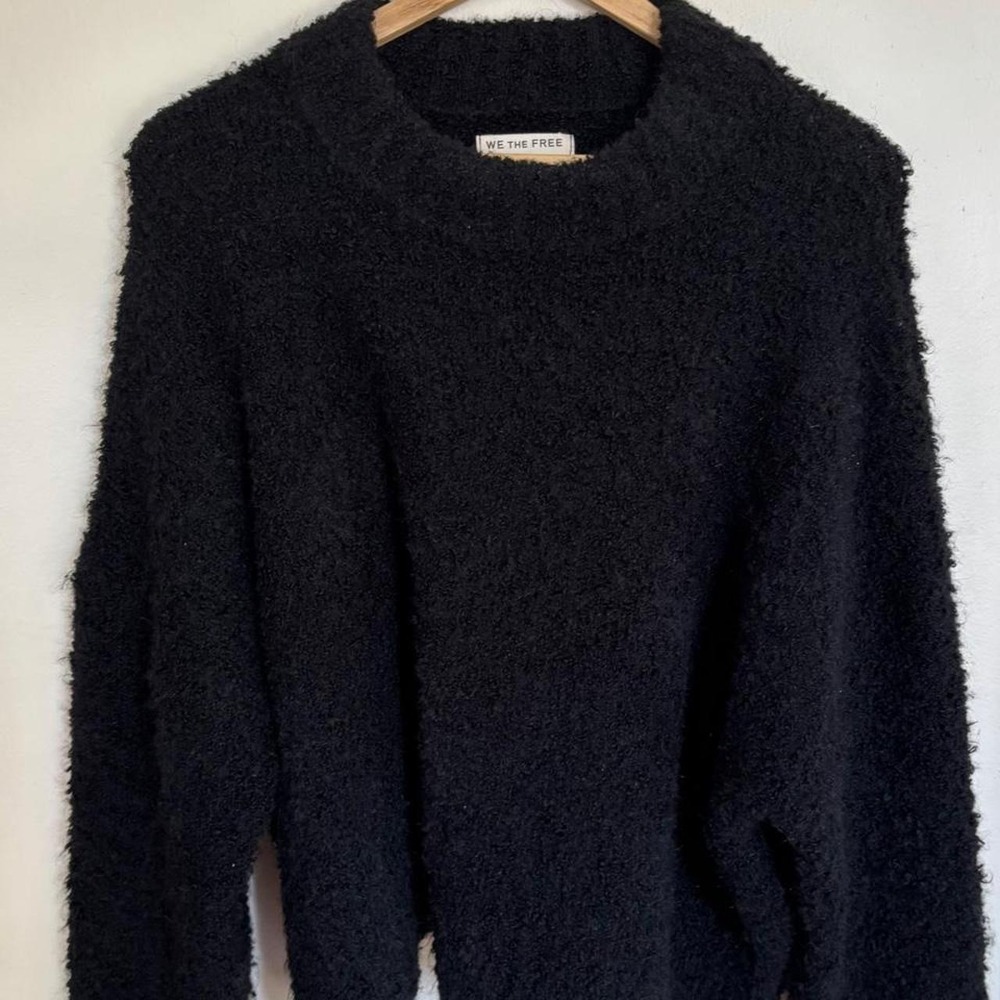 Free people We the Free black fuzzy sweater medium